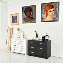 Sunshine 3단 서랍장 인테리어 디자인 수납장 와이드 보관함 정리함 800, 화이트_손잡이골드