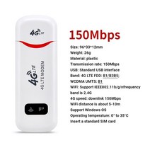 와이파이 증폭기 공유기 인터넷 EATPOW-4G LTE 무선 라우터 USB 동글 150Mbps 모뎀 모바일 광대역 Sim 카드 WiFi 어댑터 4G 홈 오피스, [01] FDD LTE B1 B3 B5