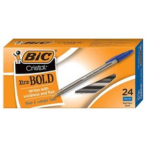 BIC 크리스탈 엑스트라 볼드 볼펜 블랙 두꺼운 굵기 1.6mm 24개입, Blue