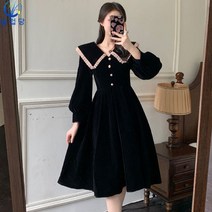 셀럽당 벨벳 원피스 여춘추 소향인형 넥 디너 데이트 프리미엄 롱스커트