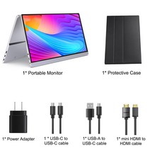 휴대용 보조 터치 모니터 4K 스마트 캠핑용티비 15.6 인치 스크린 QLED 휴대 1080P IPS 100 DCI P3 게임 모바일 디스플레이 안드로이드 iOS 전화 X 박스, 은색 케이스 포함, 나는 플러그
