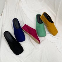연하남의하이힐 5cm비비드 스퀘어 스웨이드 웨지 뮬 블로퍼힐 5colors