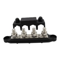 4 포스트 배전 블록 터미널 나사 버스 바 m8 m10 rv 선박용 고전류 배선 스터드 배터리 정션 블록, 블랙 m10