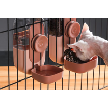 강아지 자동 밥주는 기계 급식기 케이지 걸이형, 인디핑크 식수대 500ml