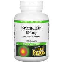 네추럴팩터스 브로멜라인 500mg 브로멜라민 180캡슐 아나나스 파인애플 추출물, 180개, 1개