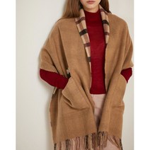 닥스_핸드백 선물포장 브라운 체크 캐시미어 양면 숄겸용 포켓 머플러 DBMU2E83 889517