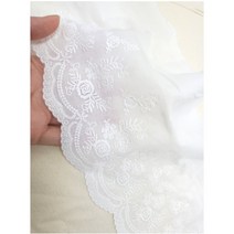혜인천 프릴면레이스 장미코스모스 백아이보리색