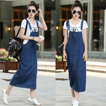 [소하루] 여행 공항 패션 데일리룩 코디 캐주얼 진청 멜빵 치마_SM6AEB6B