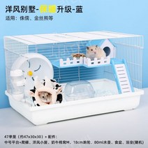 대형 햄스터 사육장 초저가 완제품 소형 기본형 고슴도치 작은 동물 미로룸 디깅박스, 04.(서양식 별장) - 블루