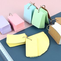 컬러 링 미니 단어장 100매 카드 암기 인덱스 수첩 메모지 휴대용 영어 포켓 노트 정보, 색상, 분홍색