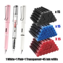 만연필 학생 교체용 잉크 세트EF 펜촉검정/파랑/빨강잉크 캘리그래피 펜쓰기 구48 개, EF(0.38mm), 12 Set L-3-45