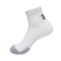 언더아머 히트기어 UA 쿼터 크루 앵클 스포츠 양말 중목 1353262-100, LG(270-305mm)