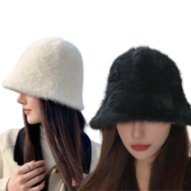 제리팩토리 앙고라 버킷햇 아이보리 블랙 1+1 2세트