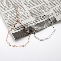 시크홀릭(실버92.5)클립&플랫체인 도금 은팔찌