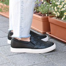 쥬비샵 2.5cm 발등 앞코 격자 슬립온