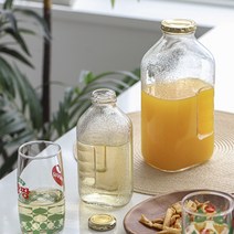 홈카페 레트로 감성 빈티지 대형 보리차 주스 사각 델몬트 유리 물병 1p, 1.5L