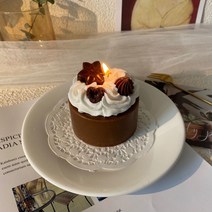 초콜릿 케이크 모양의 향초 홈 장식 캔들 캔들 선물 5.8*5.8*4.5CM, 갈색 5.8*5.8*4.5CM