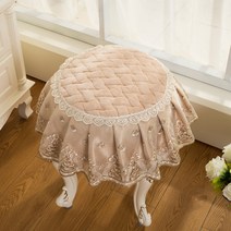 엔틱 화장대 원형 의자 스툴 덮개 커버 패브릭 레이스 매트 패드 인테리어 장식, 32cm  + 벨벳 라이트 카펫