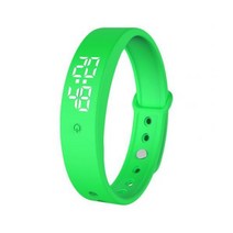 v9 led 디지털 스마트 팔찌 체온 모니터 스마트 시계 밴드 진동 알람 스포츠 팔찌, 초록, 2.Green
