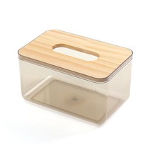 우드픽 투명 티슈케이스(18x11.5cm) 휴지보관함