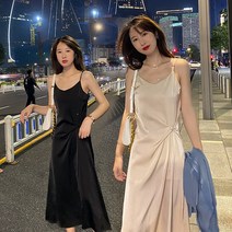 나시원피스코디 비 쁘띠 정장 코트 끈나시 뷔스티에원피스 여성 슬림핏 허리보정 삼초산 새틴 고급 롱 2289218382
