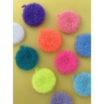 아크릴수세미 손뜨개수세미 호빵수세미 수제 핸드메이드 국내생산 프리미엄, 호빵수세미 (하늘색), PVC 사각 손잡이 포장지(5개 포장가능)