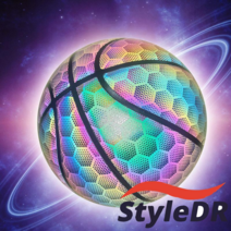 StyleDr 스타일닥터 빛나는 야광 농구공 야회 야간 반사 농구공 7호, 큰 육각형 색상 반사, 농구 7 호 (표준 공)