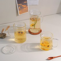 인블룸 티망 내열유리 머그컵 (뚜껑포함) 350ml/ 450ml/ 550ml, 450ml, 1개