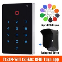 샤시문도어락 패션문도어락 도어락스티커키 Wifi tuya app rfid 액세스 제어 키패드 2000 사용자 em 125khz 또는 mifare ic 액세스 제어 시스템용 터치, t12mf-wifi 및 커버