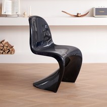 심플 모던 PC플라스틱 등받이 일체형 의자, 브라이트 블랙