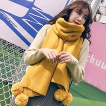 패션 여성 헤어볼 스카프 겨울 단색 울 니트 숙녀 토끼 모피 폼폼 파시미나 부판다 부드럽고 따뜻한 목도리