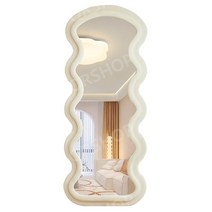 날씬 전신 거울 벨벳 물결 피팅 미러 침실 화장 의류 매장 인테리어 장식 벽걸이, 걸핑크 177x75cm 벽걸이+스탠드