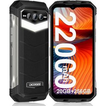 [해외] 언락폰 자급제폰 DOOGEE S100 PRO Rugged Smartphone 2023 22000mAh 20GB+256GB Phone with 130LM, Black, 256GB