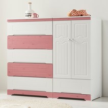 원퍼니처 해피클레스3자5단서랍장+옷장(세트) 아동서랍장/수납장, 핑크