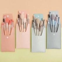 아이샤인 메이크업 브러쉬+파우치 8종세트 여행용 미니브러쉬 섀도우 컨실러 파운데이션 마스카라 블러셔, 핑크