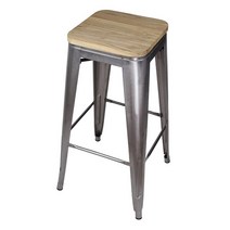 GIA 건메탈 76.2cm(30인치) 금속 스툴 가벼운 나무 시트 포함 (1팩) - 바 높이 스퀘어 백리스 톨릭스 스타일 무게 용량 300파운드 이상 바로 사용 가능 뛰어난 내구, Gunmetal/Light Wood_1-Pack