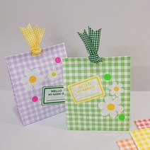 체크 페이퍼백 어린이집 생일 답례품 셀프 포장 각대 구디백, 그린(1p)