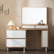 (단독특가) 레시 템바보드 확장형 수납 서랍 화장대 거울세트 2color, 02.템바 2단서랍 오크화이트, 09.마시멜로 라운드(베이비블루)