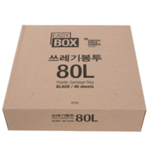 그린팩코리아 이지박스 쓰레기봉투 블랙, 80L, 80개입