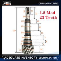 기어랙1.5 Mod CNC 기어 샤프트 박스 동기 23-톱니 스트레이트 헬리컬 119mm 나무 조각, 01 23T length 119mm