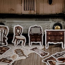 빈티지 턴테이블 레트로 레코드 플레이어 레트로 미니 스티커 46 개 유럽 시계 DIY 핸드북 스크랩북 일기, 한개옵션0