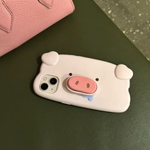 아이폰 호환 거치대 일체형 케이스 큐티 핑크 복돼지 입체 돼지코 거치대 소프트 실리콘 풀커버 범퍼케이스 x/11/12/13미니/14플러스 프로맥스 낙상방지 방탄 폰보호커버 선물용