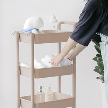 가정용 서빙 업소 미용실 주방 다용도 수납 트롤리 3단 4단 이동식 수납장 카트 웨건, 4단 카트 핑크
