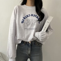 스윗라떼 여성용 루즈핏 트리플 곰돌이 레터링 맨투맨 3color
