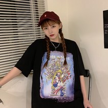 KORELAN Sailor Moon 반팔 티셔츠 성 느슨한 어 버전 ins tide 하라주쿠 스타일 풍미 힙합 스타일 세련된 탑