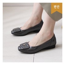 [호박슈즈] 2cm 국내생산 소가죽 우레탄창 에나멜 단화 플랫 슈즈 111684