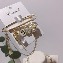 럭셔리 꽃 5 단어 크리스탈 브로치 브로치 액세서리 여성 파티 진주 체인 술 브로치 액세서리