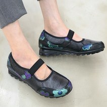 [천연소가죽] 슈타운 푹신 밴딩 효도화 엄마 할머니 미끄럼방지 발편한 신발 단화 3cm