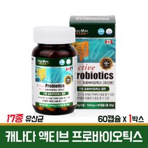 액티브 프로바이오틱스 유산균 캡슐 장내유익균 락토바실러스 비피더스균 캐나다 생유산균 100억 성인 임선부 청소년 장건강 알약, 30g, 1박스