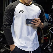 남자 나그랑 배색 티셔츠 면티 남자티 남성티 긴팔 긴팔티 머슬핏 긴팔면티